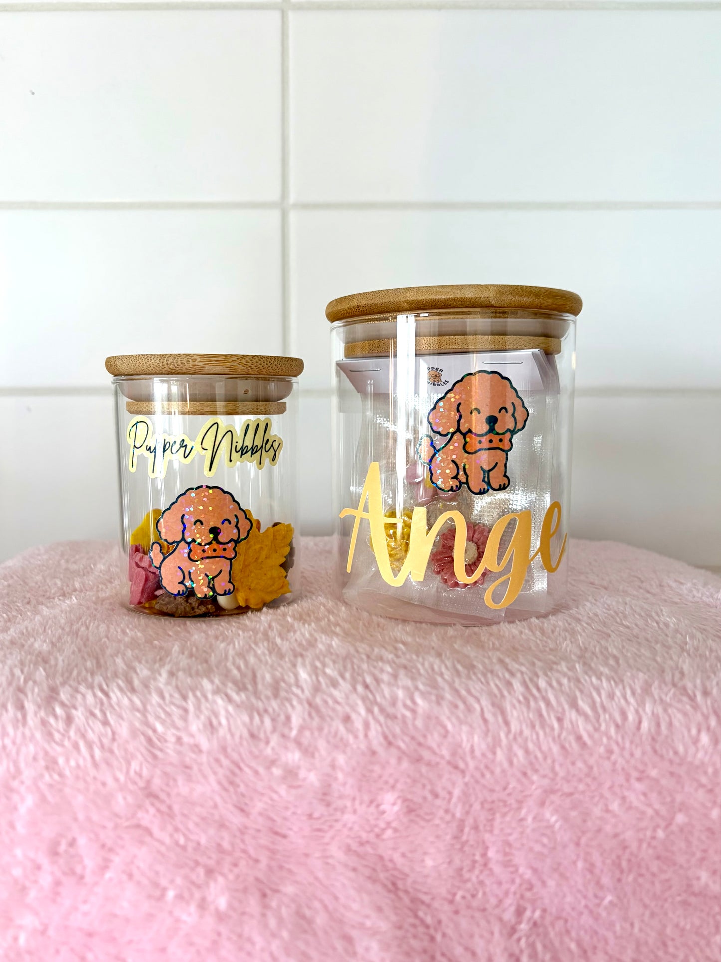 Pupper Nibbles Dog Logo Sticker Snack Jar