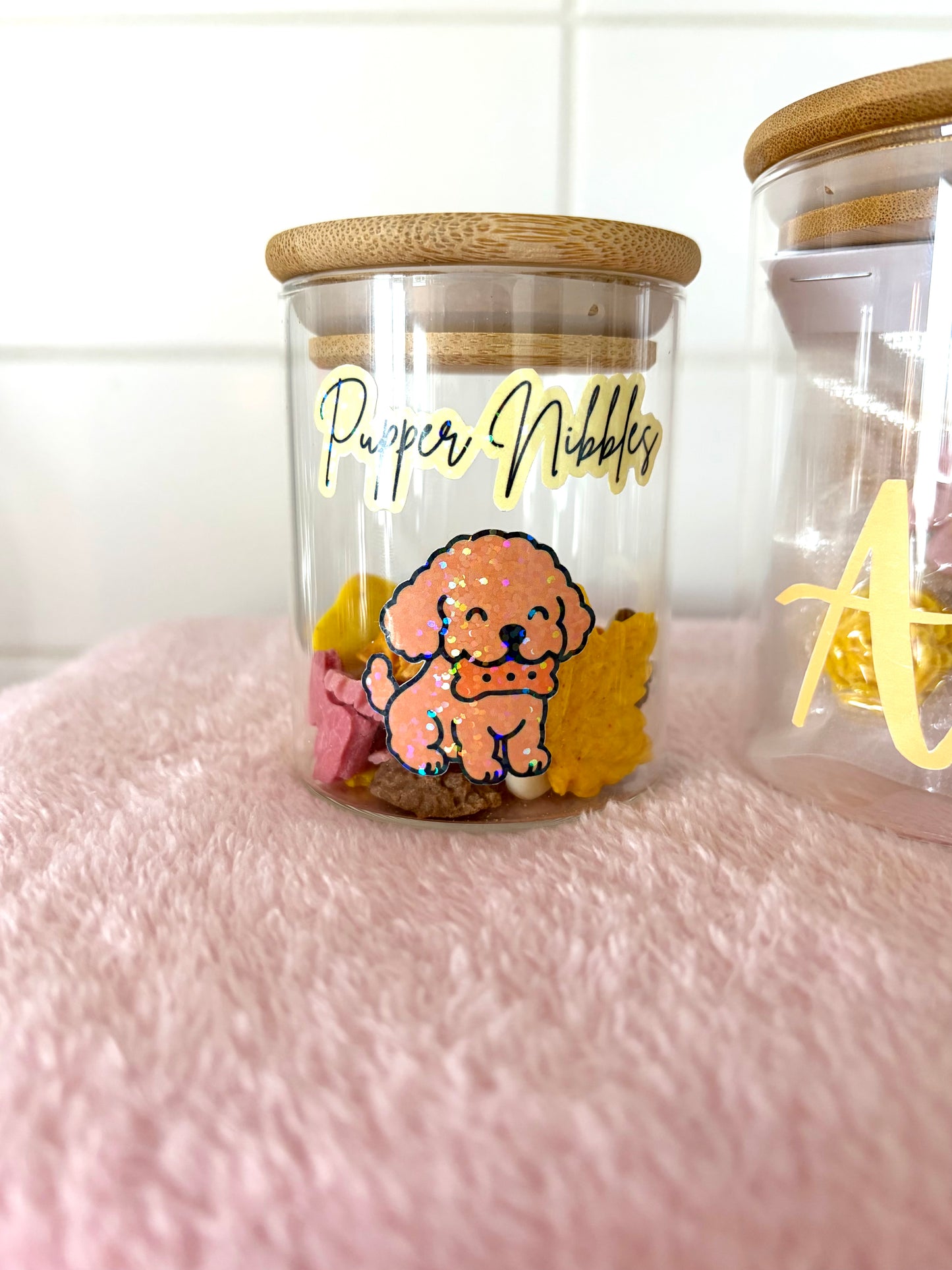 Pupper Nibbles Dog Logo Sticker Snack Jar