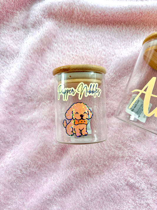 Pupper Nibbles Dog Logo Sticker Snack Jar