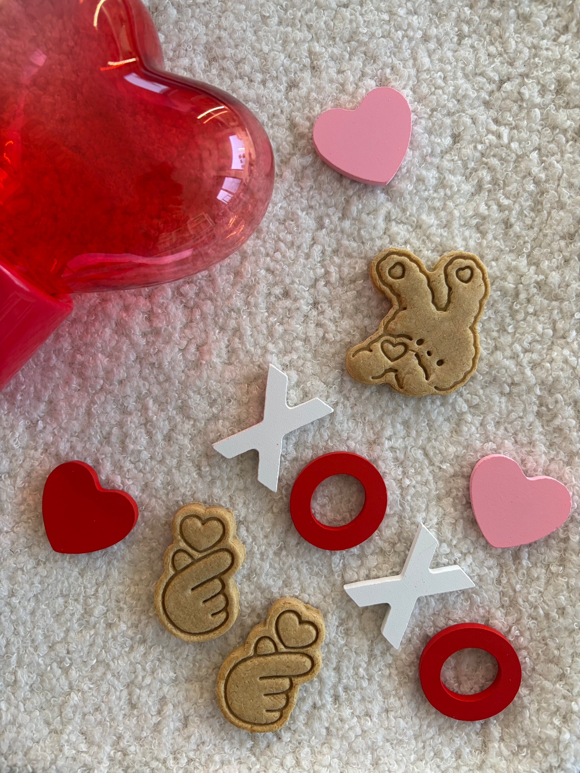 Valentine's Day love bunny hand heart goat milk cookies - limited ingredient dog treats